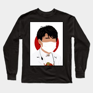 F2-driver Yuki Tsunoda with a Japanese flag Long Sleeve T-Shirt